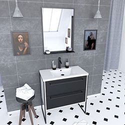 AURLANE PACM023 Mobile da Bagno, Nero/Bianco