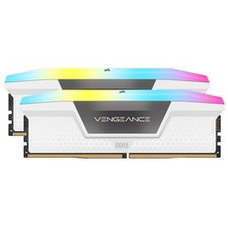 CORSAIR Vengeance RGB DDR5 RAM 64Go (2x32Go) 6000MHz CL30-36-36-76 1.4V AMD Expo & Intel XMP Mémoire pour Ordinateur de Bureau - Blanc (CMH64GX5M2B6000Z30W)