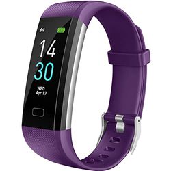 Jmamba Fitnesstracker, 20 stuks, waterdicht, IP68, met stappenteller, hartslagmeter, calorieënteller, slaapmonitor, activiteitentracker, paars