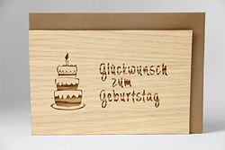 Originele houten wenskaart - felicitatie voor verjaardag - 100% handgemaakt in Oostenrijk, van eikenhout gemaakte cadeaukaart, verjaardagskaart, wenskaart, vouwkaart, ansichtkaart