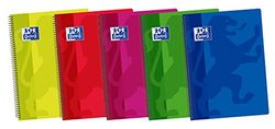 Oxford 400042330 – Spiraalvormig notitieboekje, plastic hoes, Fº/215 x 310 mm, 5 stuks [verschillende kleuren]