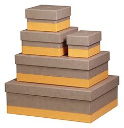 Clairefontaine Rhodiarama Set de 5 cajas anidadas (piel sintética italiano 10 x 15 x 10 cm/16 x 16 x 11 cm/20 x 20 x 11 cm/38 x 24 x 13 cm/44 x 34 x 16 cm), color marrón