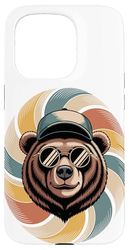 Tourbillon Rétro Ours Lunettes de Soleil Coque pour iPhone 15 Pro