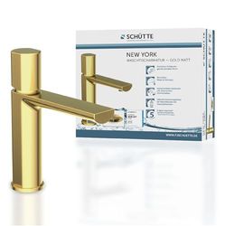 Schütte 33617 Lavabo desagüe y válvula emergente, Monomando, Grifo de baño, Dorado, Oro