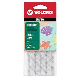 VELCRO Brand | Monedas Adhesivas Finas y Transparentes | Monedas adhesivas de doble cara con cierre de gancho y bucle, perfil bajo y autoadhesivas | Transparentes | 9,5 mm | Paquete de 56 unidades.