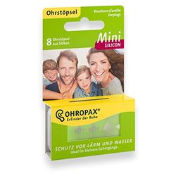 OHROPAX - Mini silicone – 1 x 8 pezzi – Piccoli tappi riutilizzabili pre-orecchio in silicone delicato sulla pelle – Perfetto per persone con canali uditivi più piccoli e bambini