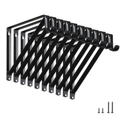 HOME MASTER HARDWARE Lot de 10 supports pour étagère de placard robuste et supports de tringle - Support mural avec crochet - Support noir de 26,7 cm avec vis