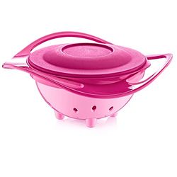 Babyjem, Bol pour bébé sans renversement - Bol pour bébé - Bol d'alimentation à 360 ° - Sans BPA - Rose