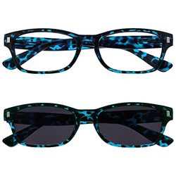 The Reading Glasses Company La Compañía Gafas De Lectura Azul Carey Lectores Con UV400 Lectores De Sol Valor Paquete Doble Hombres Mujeres RS10-3 +3,50