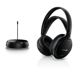 Philips SHC5200 Auriculares TV sem fios, super-aurais HiFi (altifalante de 32 mm, transmissão sem fios por FM, faixa interior auto-ajustável, totalmente recarregável) preto