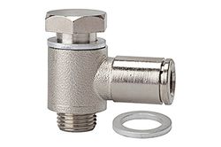 Raccord en forme de L - Métal - G 1/8 A - Pour tuyau extérieur de 8 mm de diamètre - Pression de travail max. 16 bar - Laiton nickelé