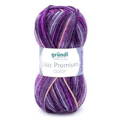 Gründl Lisa Premium Yarn Hilo, Acrylic, Mora-Fucsia-Lila-Color, 3,50-4,50 mm