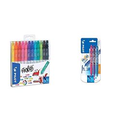 Pilot Frixion - Pack de 12 rotuladores, Multicolor + Clicker - Bolígrafo roller de gel de tinta borrable (3 unidades), color rosa, morado y azul