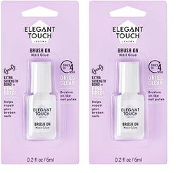 Elegant Touch Brush On Nail Glue Clear 6ml (Packaging may vary) (Pack of 2)