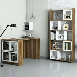 Dmora Cast Desk, Multipurpose Writing Desk, Office Table for PC Holder, Worktop, 120 x 65 x 75 cm, Walnut and White