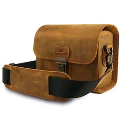MegaGear Pebble Messenger Bag in vera pelle per fotocamere Mirrorless, Instant e DSLR