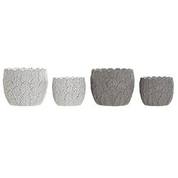 Set di vasi DKD Home Decor grigio cemento bianco (14 x 14 x 11,5 cm) (2 pz) (18 x 18 x 15 cm)