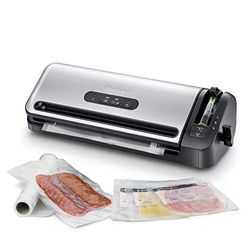 FoodSaver Machine Sous Vide avec compartiment de rangement pour rouleau et cutter, fonction marinade, inclus sacs de mise sous vide assortis et adaptateur intégré [FFS017X ]