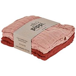 Pippi Unisex baby 4-pack tygblöjor, dregellappar, gosiga handdukar eller blöjhanddukar, lämpligt set med badkläder, Misty Rose, One size