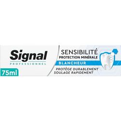 SIGNAL – Professionnel Dentifrice Sensibilité Protection minérale – Blancheur – 88% d’ingrédients d’origine naturelle – 75ml