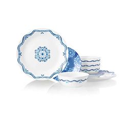 Corelle Service for 6 Chip Resistant Dinnerware Set, Glass, Lisbon Terrace