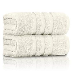GC GAVENO CAVAILIA Pack of 2 Ultra Soft Super Absorbent Bath Sheets, 550 GSM 100% Cotton Line Texture Towels, Cream, 80x140 Cm