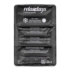 Relaxdays cool pack, hot cold pack, 25 x 36 cm, gel kompres, huisapotheek of eerste hulp, herbruikbaar, zwart