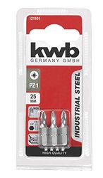 kwb 3 x bits 25 mm PZ 2 Industrial Steel 121102 (TQ en acier 60, ISO 1173, le lecteur C 6.3)