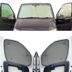 Thermal Blinds Compatible With Ford Tourneo Custom (Years 2012-Date) (Full Set SWB + Barn Doors) With Backing Colour in Khaki Green, Reversible