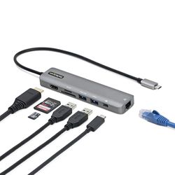 StarTech.com Adaptador Multipuertos USB C - Docking Station USB Tipo C a HDMI 2.0 4K 60Hz - Entrega de Alimentación 100W Pass-through - SD - MicroSD - Hub USB 3.0 de 2 Puertos - GbE (DKT30CHSDPD1)