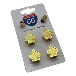 Set di 4 tappi per valvole + 2 adattatori per bicicletta, colore oro, adatti per ogni auto, moto e bicicletta