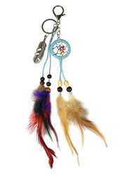 Pracht Creatives Hobby 5974-03205 Zestaw do łapania snów z breloczkiem w kolorze jasnoniebieskim z brązowymi piórami, długość całkowita ok. 30 cm, breloczek również do przyczepienia do torby