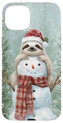 Christmas Sloth With Snowman Holiday Winter Art Case for iPhone 15 Plus
