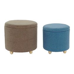DKD Home Decor Reposapiés de la Marca, Multicolor, de Madera y poliéster (50 x 50 x 45 centímetros)