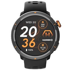 Hammer Smartwatch 2 Lite, écran AMOLED de 1,43 Pouces, Fonction Always-on-Display, Batterie de 370 mAh pour jusqu'à 15 Jours d'autonomie avec Une Seule Charge, étanchéité 3 ATM, Bluetooth, Bouton SOS