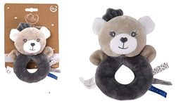 Dodo d'AMOUR - Peluche Sonajero - Oso - 012290 - Gris - Polar - Nacimiento - Peluche - Bebé - Reconfortante - Suave - Lavable - 13 cm x 10 cm - A Partir de 0 Meses.