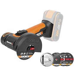 WORX WX801.9 Mini-haakse slijper op accu, chopper, 20 V, compacte slijper met smalle behuizing, voor slijpen en snijden, ideaal voor metaal, tegels, kunststof, zonder accu en oplader