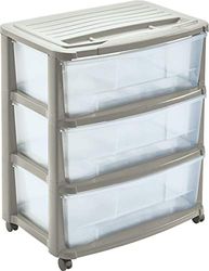 Mondex Pls 6220-15-Cassettiera a 3 cassetti, con Ruote, 39 x 55,5 x 33,5 cm, Avorio, 5 cm
