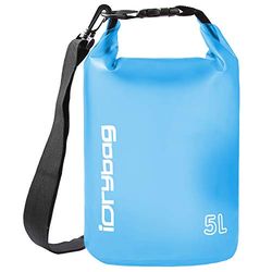 IDRYBAG Waterdichte droogtas, 2 l, 5 l, 10 l, 15 l, 20 l, klein, waterdicht, voor kamperen en reizen, Helder blauw, 5L, droogtas