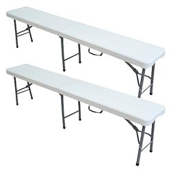 Picknickset voor de tuin, inklapbaar: 2 zitbank, 183 x 28 x 43 cm, wit, multifunctionele tuinmeubelen, voor buiten