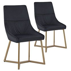 Menzzo Silla de Terciopelo Negro, 47 x 60 x 88 cm (Largo x Profundidad x Alto)
