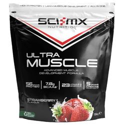 SCI-MX Ultra Muscle - Protein Powder for Muscle Development + 23 Vitamins & Minerals - Strawberry • 5g Creatine + 7.8g BCAAs per Serving • 1.5kg