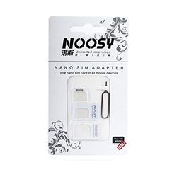 Noosy (3-pack, 4-in-1 adapter en SIM Pin, zwart