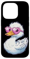 Nice Heart Shaped Glasses with Funny Duck Costume Case for iPhone 14 Pro
