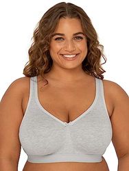 Fruit of the Loom Dames Plus-size draadloze katoenen beha volledige dekking, ondoorzichtig, Grijs, 85E