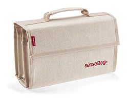 transotype senseBag Wallet cream voor 72 markers, zwarte tas van afwasbare polyester stof, met 24 opgestikte pennenvakken