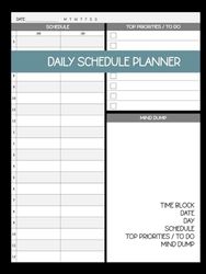 Daily Schedule Planner: Undated, Simple To Use, Time Block, Track Schedule, Priorities/To Do List, Mind Dump, 8.25"x11", Hardcover