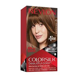 Revlon Colorsilk Beautiful Cor, Coloração empilhar permanente, com queratina e aminoácidos, cor intensa, longa duração, sem amoníaco, resultado natural, tom 43 castanho dourado médio