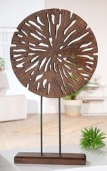 Pack of 2 Stand relief, round, Mango wood, brown, black, PU 2, L. 8 cm, W. 30 cm, H. 51 cm