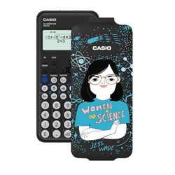 Casio FX-82SP CW - Vetenskaplig miniräknare, med Jess Wade illustrerad av Coco Escribano, rekommenderas för spanska och portugisiska Curriculum, 5 språk, 300+ funktioner, mörkgrå